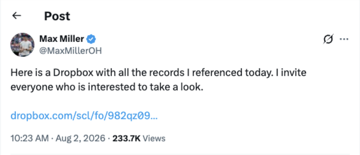 Post from Max Miller: Here is a Dropbox with all the records I referenced today. I invite everyone who is interested to take a look.